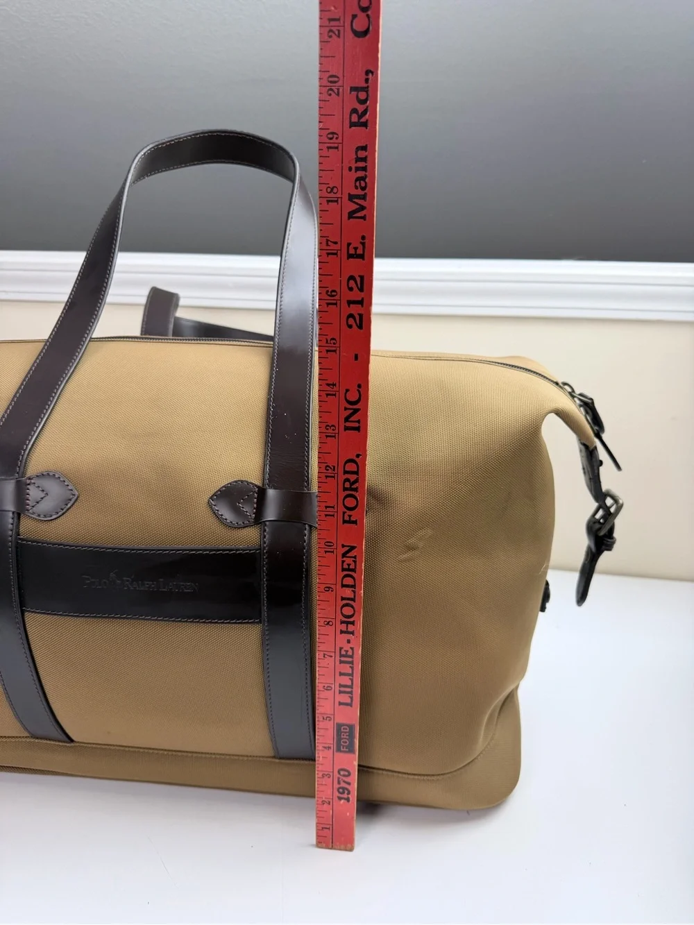 Vintage Polo Ralph Lauren Luggage Duffel Weekender Bag Tan